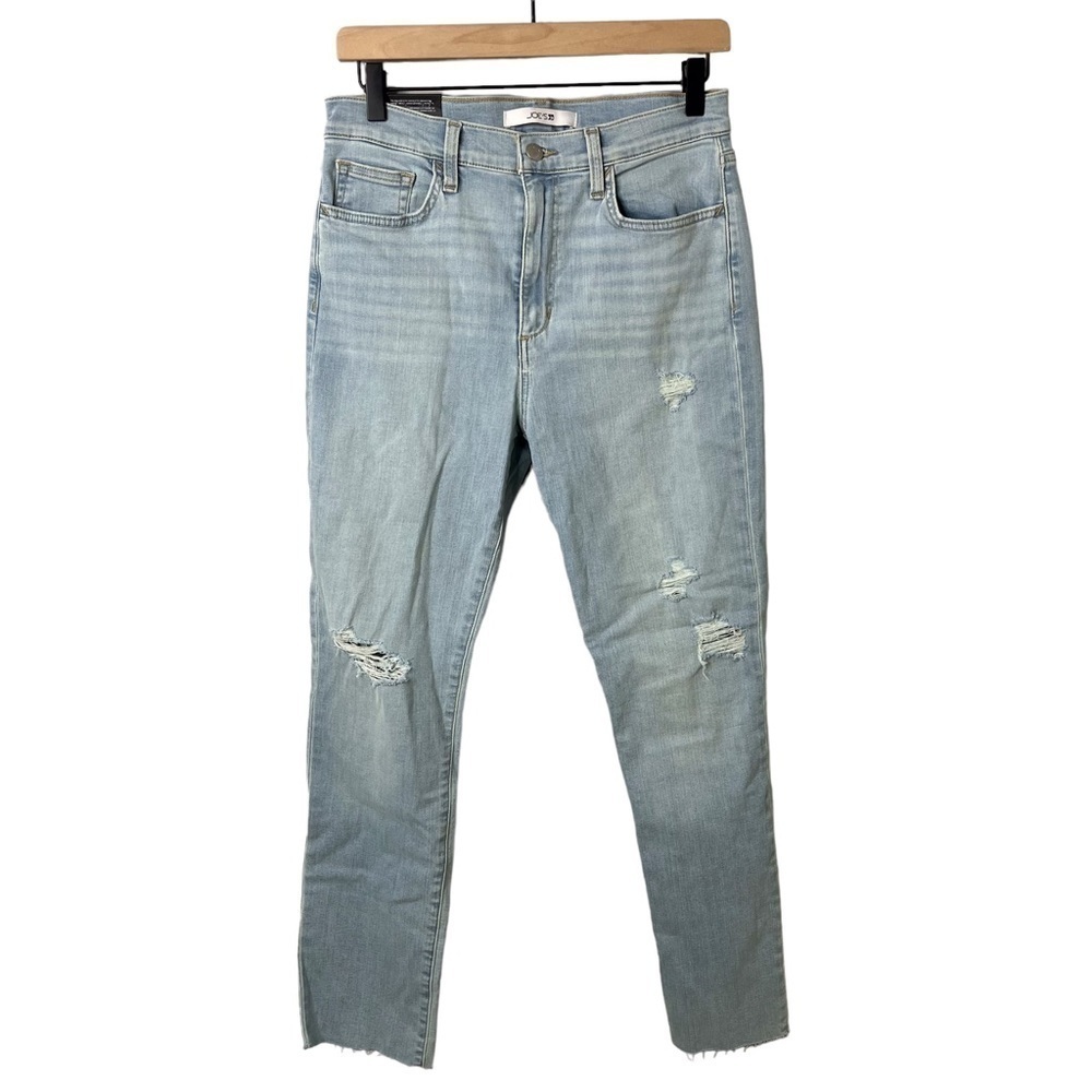Joes High Rise Straight Jeans Ankle Length Light Wash Size 29 Distressed